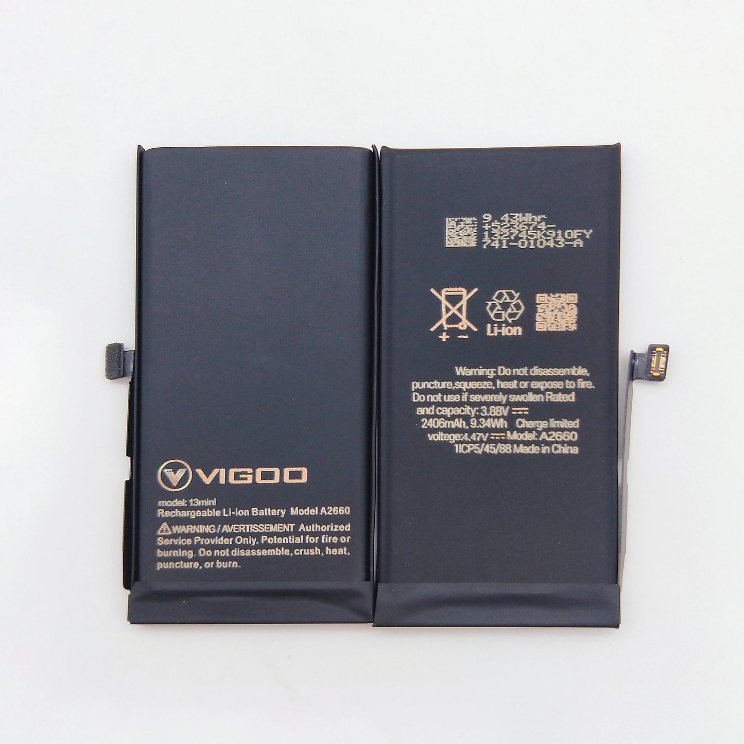 VIGOO High Capacity Battery for iPhone 13 mini - 2406mAh