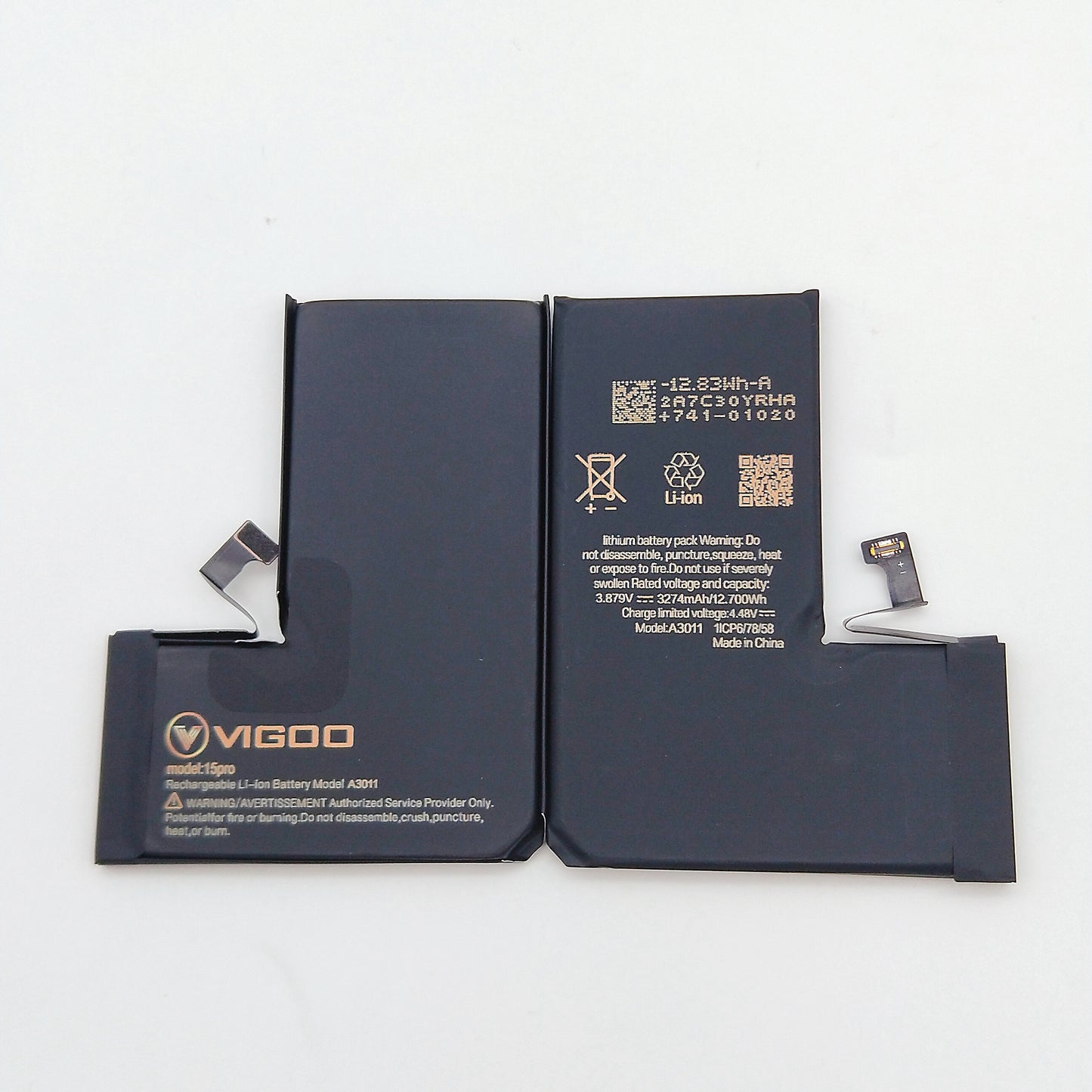 VIGOO High Capacity Battery for iPhone 15 Pro - 3274mAh