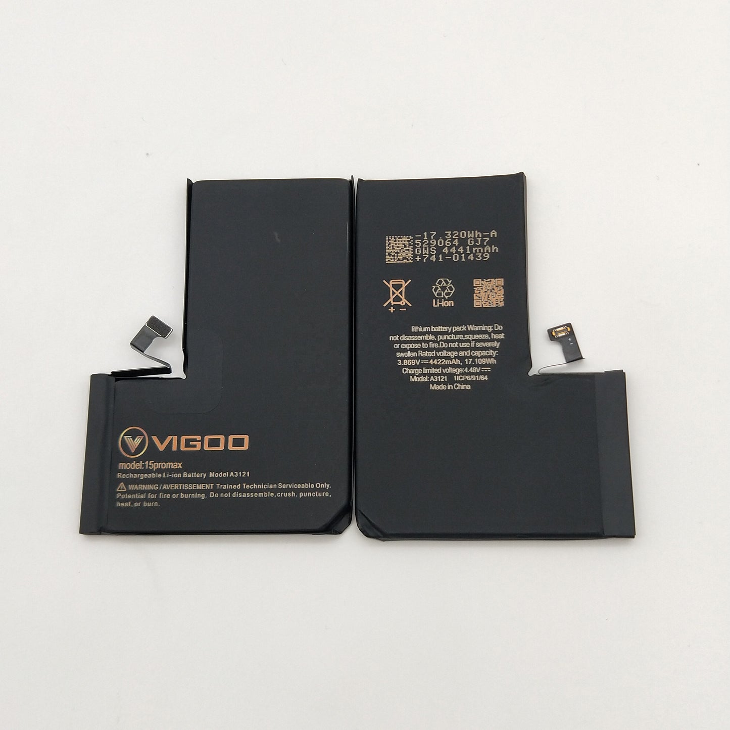 VIGOO High Capacity Battery for iPhone 15 Pro Max - 4422mAh